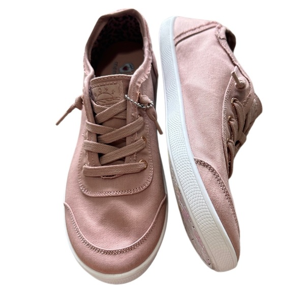 BOBS Skechers Memory Foam Pink Shoes w/ Rainbow Sole and Floral Mandala Design - Picture 3 of 6